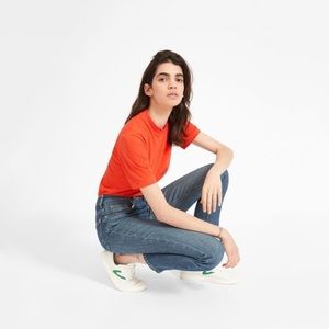 Everlane cotton mockneck tee - poppy red - size S